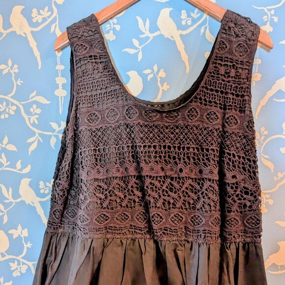 Ellos Black Embroidered Top Cotton Sleeveless Dress - Picture 2 of 3